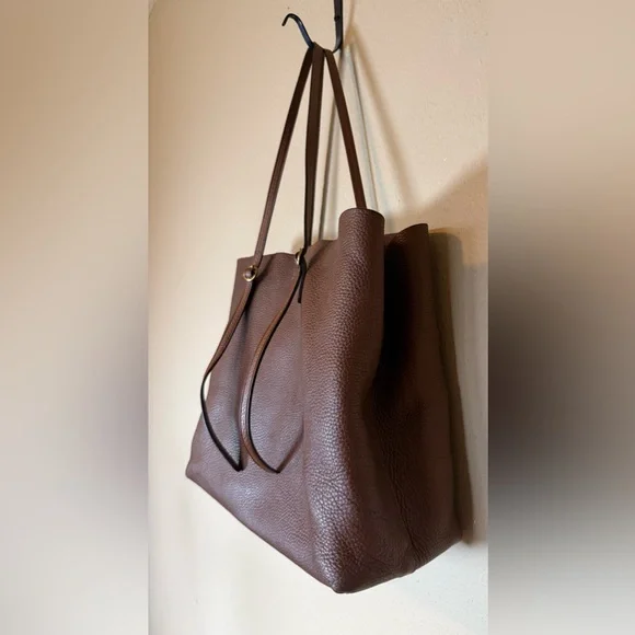 Polo Ralph Lauren Pebbled Brown Leather Lennox Tote Bag - Picture 5 of 10